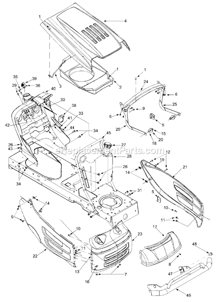 Page E Diagram and Parts List for 14AT808H129 2003 Yard Machines Lawn Tractor